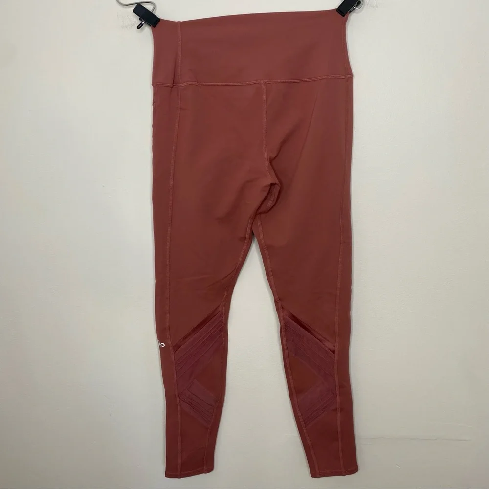 ALO Yoga Leggings Womens L High Waist Interlace Mesh Rosewood Athletic Pants - Picture 9 of 9